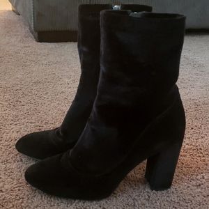 Womens Sam Edelman black velvet ankle booties